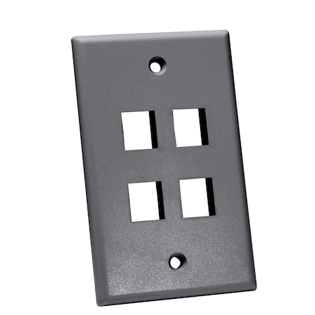 Quest Technology International Keystone Wall Plate, Single-Gang - 4 Ports, Gray NFP-1040
